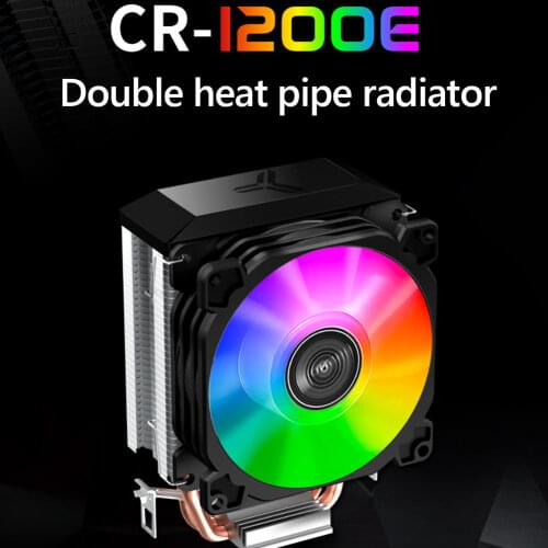 CR1200E 9cm CPU Cooler 2 Copper Heat Pipe Tower RGB 3Pin Cooling Fans Heatsink Light Fan Radiator Ventilador Use For Intel LGA