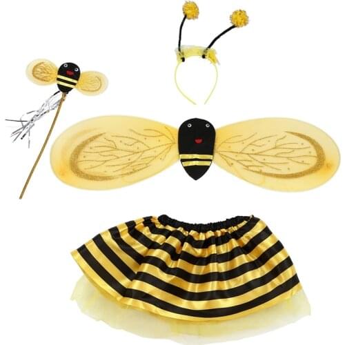 Preparing for Halloween-4Pc Bumble Bee Honey Girls Kids Fairy Halloween Fancy Dress Up Party Costume