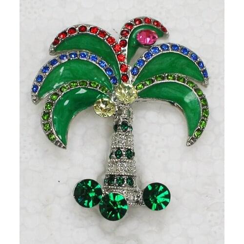 Enamel Rhinestone Palm tree Pin brooches C876 E