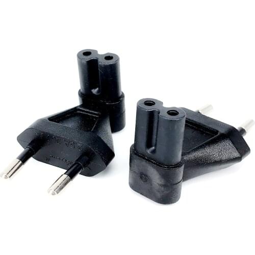 Europe CEE7/16 EU 2-pin power cable plug to IEC C7 figure 8 receptacle plug adapter converter