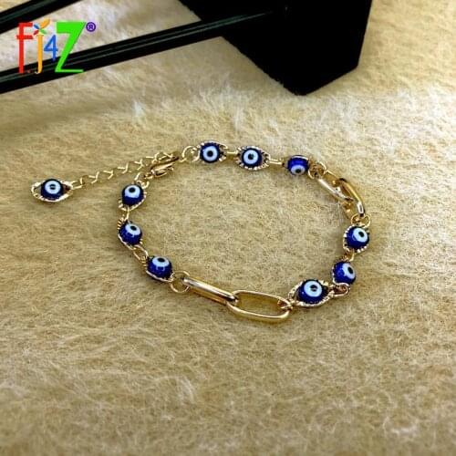 F.J4Z Hot Trend Bracelets for Women Vintage Turkey Blue Eyes Charm Bangle Bracelet Jewelry pulseiras feminina X'mas Gifts