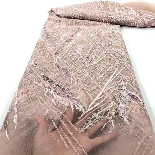 French Sequins Lace Latest African Lace Fabric 2021 High Quality Embroidery French Nigerian Lace Fabrics For Sewing r18-23