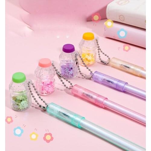 36 pcs/lot Milk Bottle Star Pendant Gel Pen Cute 0.38mm black ink Signature Pen School Office writing Supplies Promotional Gift