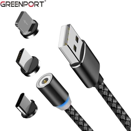 GREENPORT 1M Magnetic Usb Data Cable With Led Mobile Phone Cable For iPhone6/7/8 For Huawei Xiaomi Micro Type C Charging Cable