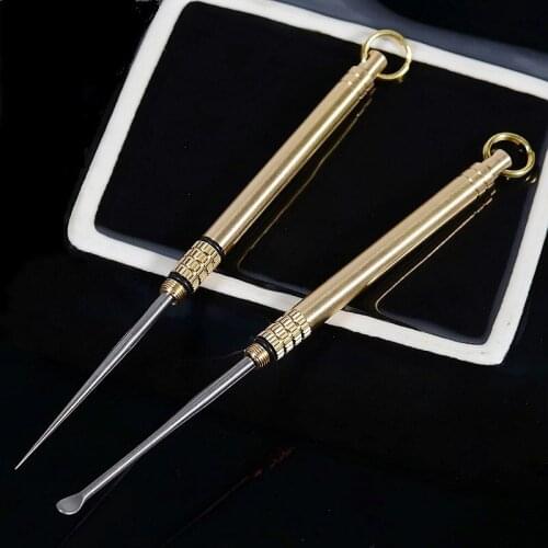 Outdoor Survival Tools Titanium Alloy Toothpick Ear Cleaner EDC tool Wommen Self-defense tool Fruit stick Copper