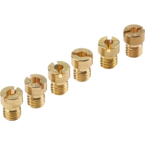 6pcs M5 Thread Carburetor Main Jet Kit 120.122.125.128.130.132 Size Replacement for Keihin OKO PE PWK