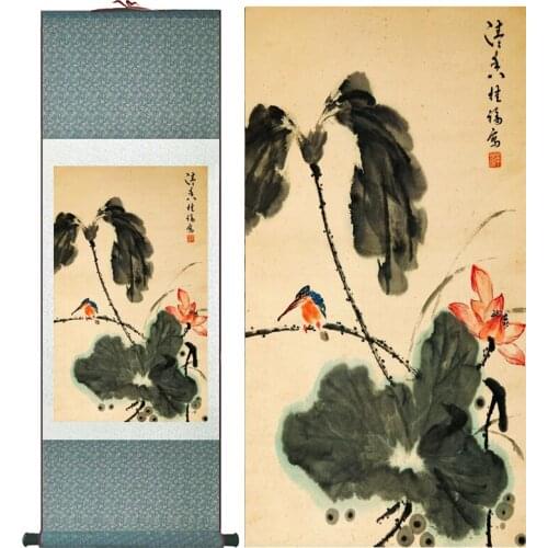 Birds and flower painting silk scroll painting traditional birds and flower painting Chinese ink paintingPrinted painting