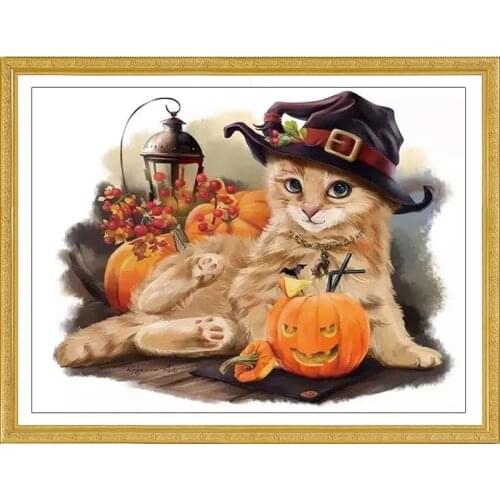 Cat with fruit DIY Cross Stitch Kit Packages Counted Cross-Stitching Kits New Pattern NOT PRINTED Cross stich Painting Set