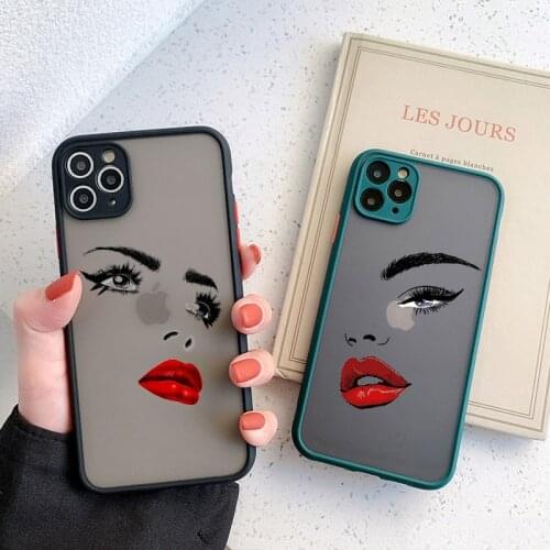 Beauty Face with Red Lips Phone Case For iPhone 8 6s 7 Plus SE 2 X XR XS Max Case For iPhone 11 12 Pro Max Mini Hard Back Cover