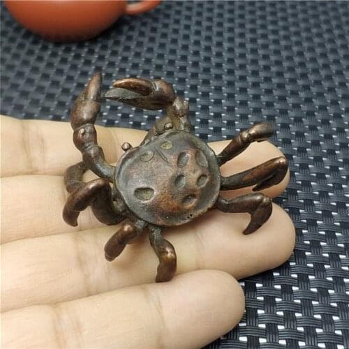 Brass Crab Animal Statue Small Pendant Copper River Crab Feng Shui Bronze Carving Statue Copper Keychain Pendant Gift