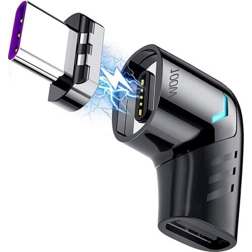 AU42 -Magnetic USB C Adapter Type C Connector Right Angle Support USB PD 100W Quick Charge & 480Mb/S Data Transfer