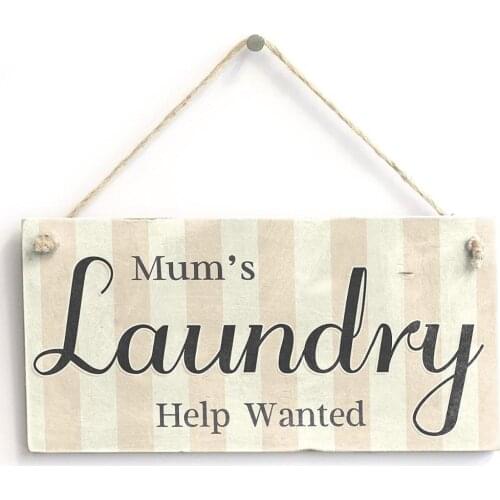 Meijiafei Mums Laundry Help Wanted - Gift Sign Plaque 10" X 5"