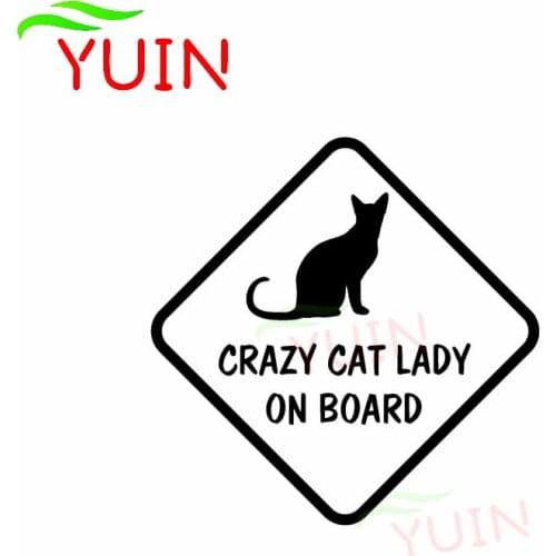 Fashion Lovely Crazy Cat Lady on Board Car Sticker Personality PVC Body Windows Decoration Waterproof Sunscreen Anti-UV Decal