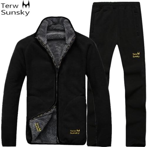 Winter Men Coat or Pants Thickness Suit Warm Fleece Liner Clothing Outdoor Camping Sports Climbing Hiking Male Jacket Trousers