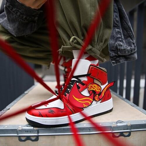 Animation Co Branded Mens Hip Hop Leisure Travel Walking High Top Board Shoes Korean Fashion Versatile Shoes