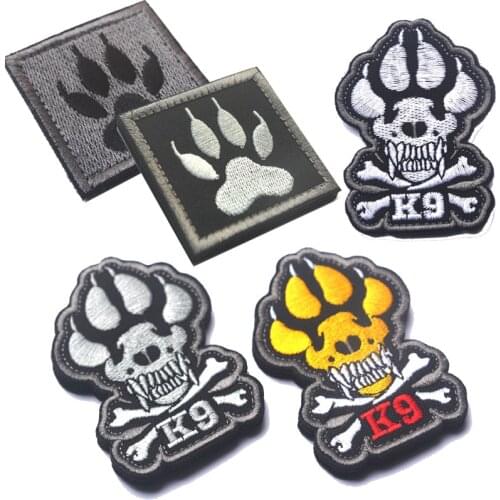 K9 Unit Canine Embroidered Patch Law Enforcement Police Tracker Paw Crossbones Killer Attack Dog Badge Swat Emblem DIY Patches