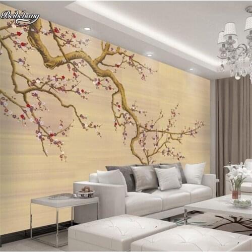 Wellyu New Chinese Plum Blossom TV Backdrop Customized Large Mural Nonwovens Wallpaper papel de parede 3d
