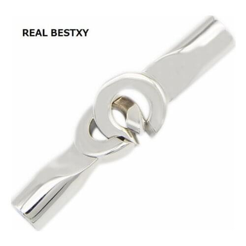REAL BESTXY 10pcs/lot Round Stainless Steel Crimp Clasps Cord End Caps Fits for 5mm Leather Cord Jewelry Findings