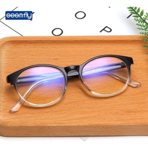 Seemfly Oval Fashion Flat Lens Jelly Color Spectacle Frame Propionic Acid Cored Eyeglasses Frame Can Match Myopia Glasses Unisex
