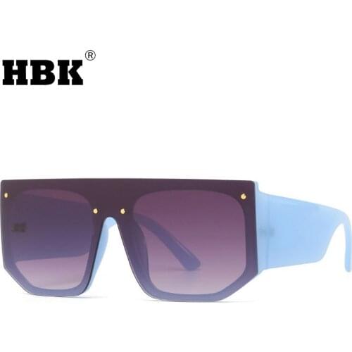 HBK Oversized One Piece Sunglasses Women Men 2021 New Fashion Flat Top Big Goggles Female Male Brand Design Driving UV400