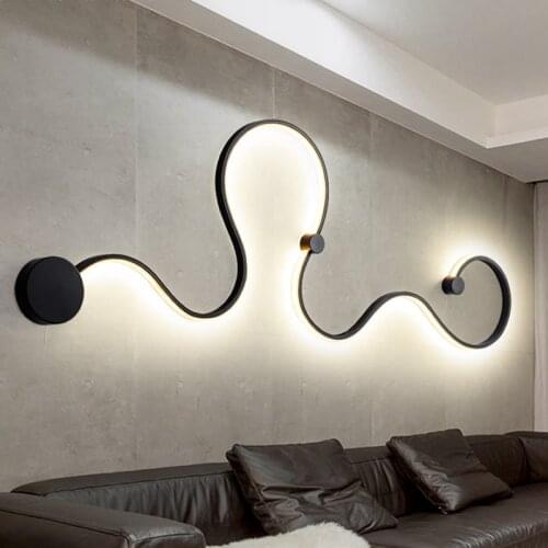 Modern Vintage LED Wall Lights Creative Art Black Serpentine Wall Lamp Ceiling For Restaurant Livingroom Bedroom Home Deco Loft