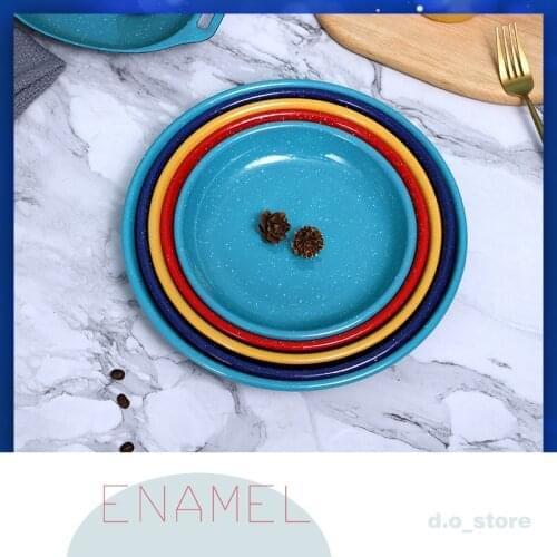 Star sky color rice dish dish dish household dish creative net red plate set combination enamel plate breakfast plate D=18cm