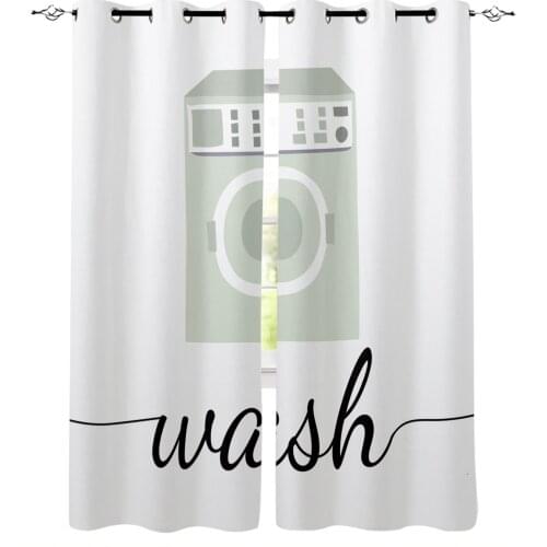 Laundry Room Theme Washing Machine Wash White Blackout Curtains For Kitchen Bedroom Kids Room Window Curtains for Living Room