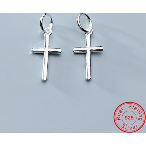 UQBing 14*7.5m Charms Smooth Cross Pendant 925 Sterling Silver Jewelry Findings