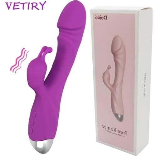 VETIRY G Spot Dildo Vibrator for Woman Rabbit Vibrator Clitoris Stimulator Dual Vibration Female Masturbation 12 Speed Sex Toys