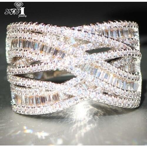 YaYI Jewelry Princess Cut 7.9 CT White Zircon Silver Color Engagement Rings wedding Heart Rings Girls Party Rings Gifts 854