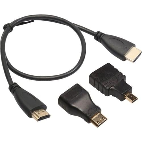 0.5M 3 in 1 Multifunctional HDM-compatible Male to Male Cable Micro HDM-compatible Adaptor Mini HDM-compatible Adapter Cable