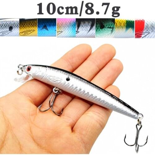 1PCS Minnow Fishing Lure 100mm 9g Topwater Hard Bait Wobbler Jig Bait Crankbait Carp Striped bass Pesca Fishing tackle SwimBait