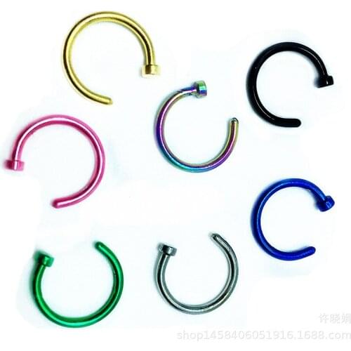 10Pcs New Stainless Steel Contracted Nasal Nailed C Type Anti Allergic Nose Nose Ring Puncture Accessories of Europe and America