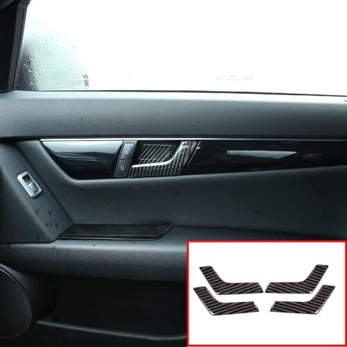 4 Pcs Soft Carbon Fiber For Mercedes Benz C Class W204 C180 C200 C260 2007-2013 Accessories Car Interior Door Handle Stickers