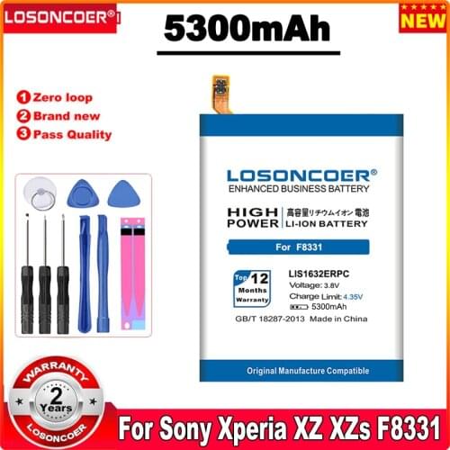LOSONCOER 5000mAh LIS1632ERPC Battery For Sony Xperia Dual Sim F8332 XZs F8331 XZ Battery