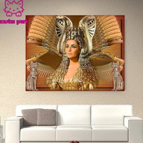 Diamond Painting Egyptian queen and cobra Wall Sticker full Square Round Rhinestone Home Decoration Embroidery with diamonds