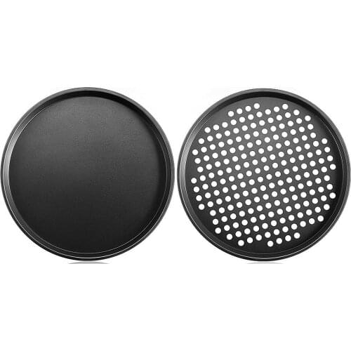 24.5-32CM Carbon Steel Non-stick Pizza Baking Pan Mesh Tray Plate Round Deep Dish Pizza Pan Tray Mould Bakeware Baking Tool