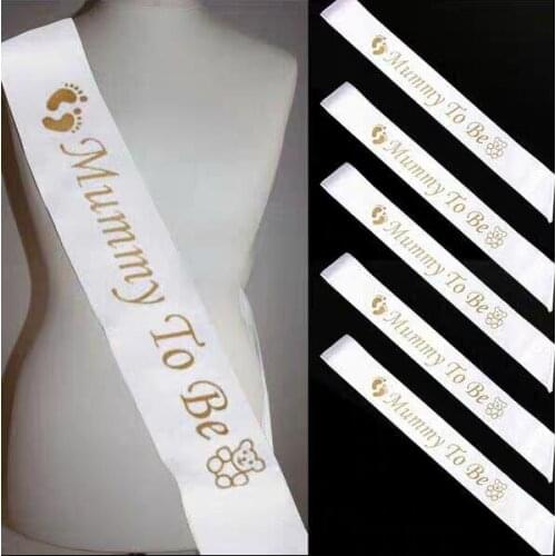 White Satin Baby Shower Sash - Mommy To Be