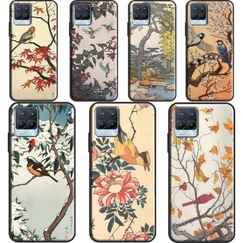 Japanese Bird Art Case For OnePlus 9R 8T Nord 7 8 9 Pro Cover For Realme 8 Pro 7i GT Neo C3 C21 6 7 Q3 Pro