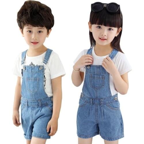 Summer Kids Baby Shorts Pant Jeans Overalls New Children Casual Children Jumpsuit Baby Boys Girls Denim Romper Strap Shorts