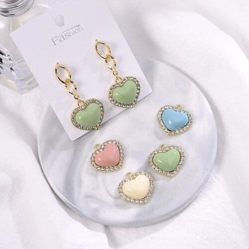 40pcs Enamel cute heart Charm lovely candyPendant For Women Necklace Making Fit Bracelet DIY Jewelry Accessory