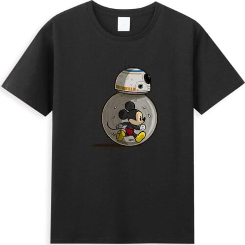 Mickey Mouse Robot T-Shirts 2021 Disney Star Wars Printed T Shirts Summer Fashion Brand Tops Cartoon Harajuku Anime Men Clothes