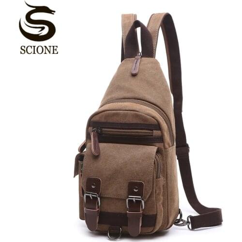 Canvas Chest Bag Pack Vintage Men Backpack Shoulder Bags Female/Male Travel Backpack Multifunction Small Bags Mens Back Pack Bag