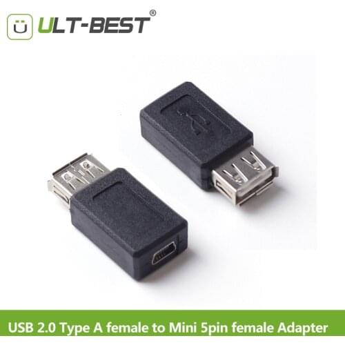 ULT-Best USB 2.0 Type A Female to Mini USB 5pin B Female Adapter Plug Converter usb 2.0 to Mini usb connector wholesale