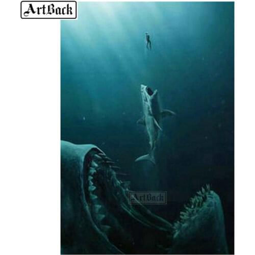 5d diamond painting shark picture full square / round marine diamond mosaic diy 3d canvas diamond embroidery crafts