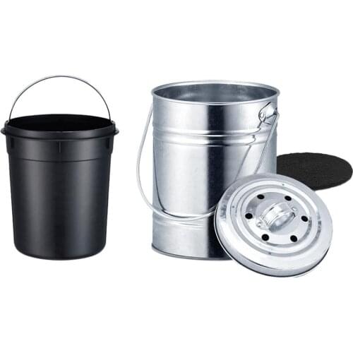Compost Bin Breathable Washable Stainless Steel Trash Storage Can Garbage Bucket for Kitchen Countertop