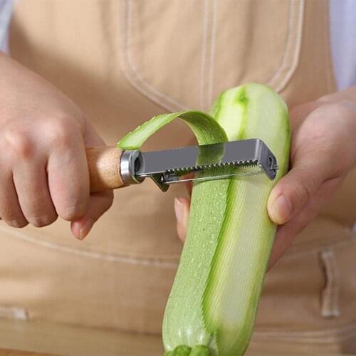 Multifunctional Home Wood Handle Vegetable Fruit Potato Peeler Slicer Parer Gadgets Cooking Ktchen Tools Rust-proof