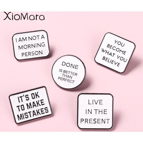 Motivational Saying Enamel Pin Inspirational Quotes Metal Brooches For Students Collar Backpack Decoration Inspire Jewelry Gift