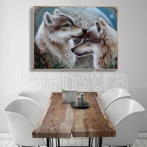 5D Diy Diamond Painting Wolf Cross Stitch Kit Full Drill Square Embroidery Animals Mosaic Art Picture of Rhinestones Decor Gift