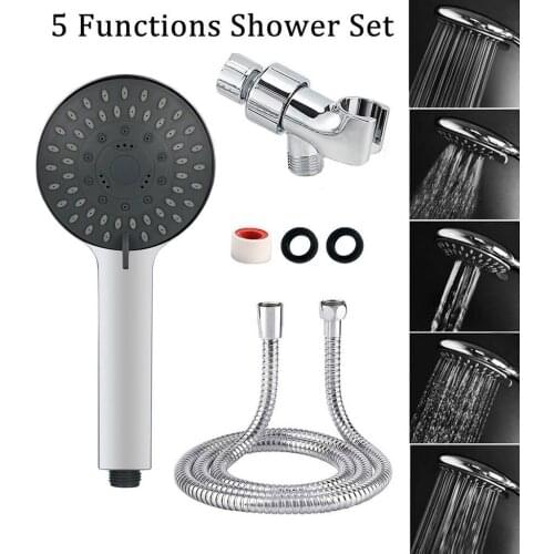 Stainless Steel Hand Shower Head High Pressure 4 Inch 5-setting Adjustable Showerhead Handheld Spray Bathroom Faucets 19OCT21